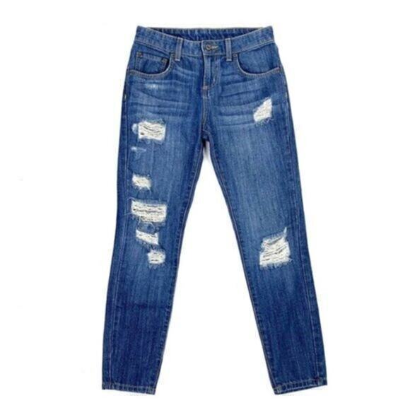Carmar Denim - LF Carmar Distressed Cropped Zipper Ankle Jeans Low Rise Size 25